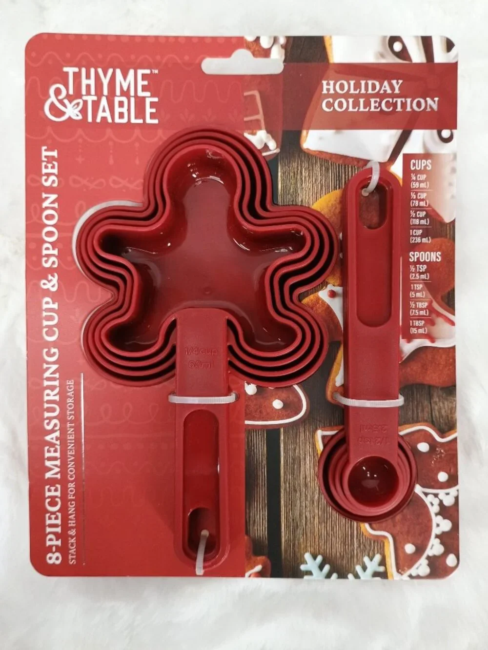Thyme & Table Holiday Collection 8-Piece Gingerbread Measuring Cups & Spoons Set